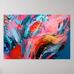 Helderkleurige hand geschilderd abstract achtergro poster