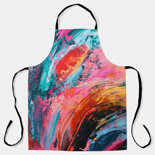 Helderkleurige hand geschilderd abstract achtergro schort (Voorkant)