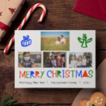 Helderkleurige handgeschreven kerstfoto feestdagenkaart<br><div class="desc">Dit ontwerp werd gecreeerd door digitale kunst. Het kan op het gebied worden gepersonaliseerd dat door de foto en/of de tekst te veranderen wordt verstrekt. Of het kan worden aangepast door de klik te kiezen om de andere optie aan te passen en de kleur op de achtergrond te verwijderen of...</div>