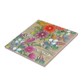 Helderkleurige herfstbloemen tegeltje (Zijkant)