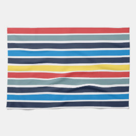 Helderkleurige horizontale strepen. theedoek
