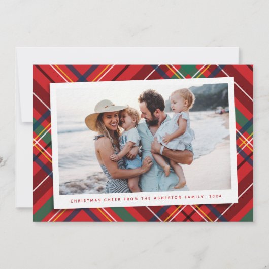Helderkleurige kerstkaart één foto (Voorkant)