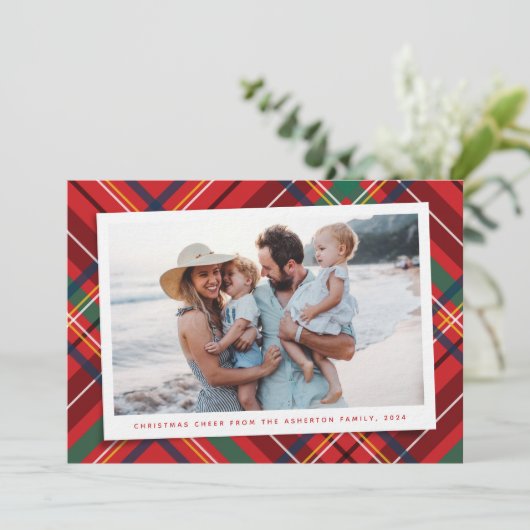 Helderkleurige kerstkaart één foto (Staand voorkant)
