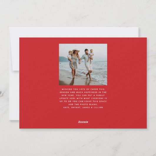 Helderkleurige kerstkaart één foto (Achterkant)