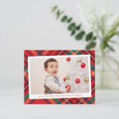 Helderkleurige kerstkaart één foto feestdagenkaart (Staand voorkant)