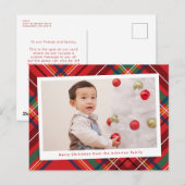 Helderkleurige kerstkaart één foto feestdagenkaart (Voorkant / Achterkant)