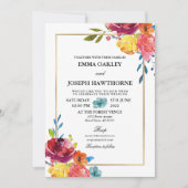 Helderkleurige klassieke floral Wedding I Kaart (Voorkant)