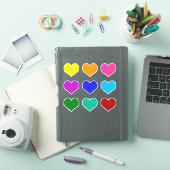 Helderkleurige kleurrijke liefdesharten set van 9 sticker (iPad Cover)