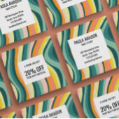 Helderkleurige krommende golven handgemaakte afbee kortingskaartje