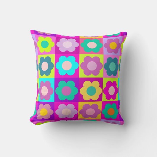 Helderkleurige kunstbloem voor pop kussen (Voorkant)