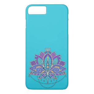 Helderkleurige Lotus flower op blauw blauwgroen iPhone 8/7 Plus Hoesje