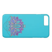 Helderkleurige Lotus flower op blauw blauwgroen Case-Mate iPhone Case (Achterkant (Horizontaal))