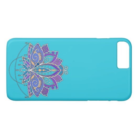 Helderkleurige Lotus flower op blauw blauwgroen Case-Mate iPhone Case (Achterkant (Horizontaal))