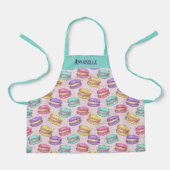 Helderkleurige Macaron Cookies Faux Glitter Name Schort (Voorkant)