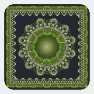 Helderkleurige mandala vierkante sticker
