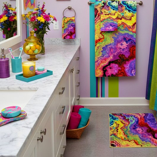 Helderkleurige marmer bad handdoek