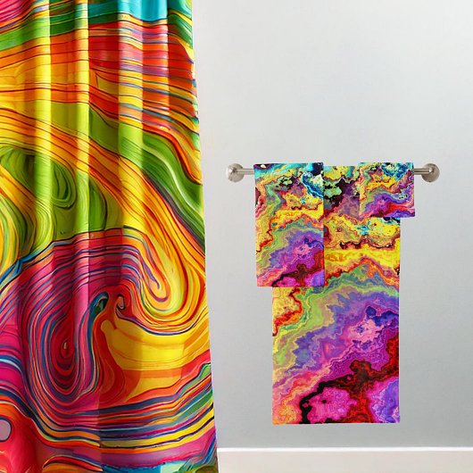 Helderkleurige marmer bad handdoek