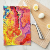 Helderkleurige marmer theedoek (Quarter Fold)