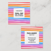 Helderkleurige minimalistische strepen handgemaakt kortingskaartje (Voorkant / Achterkant)