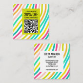 Helderkleurige minimalistische strepen QR-Bedankt Kortingskaartje (Voorkant / Achterkant)