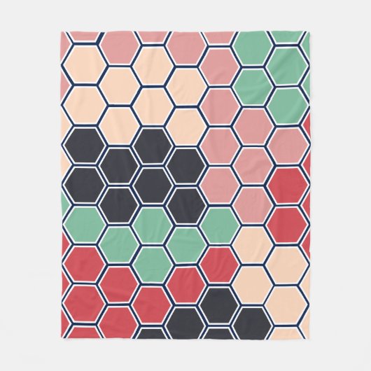 Helderkleurige moderne hexagons fleece deken (Voorkant)
