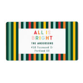 Helderkleurige moderne kerstfamilie etiket (Voorkant)