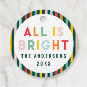 Helderkleurige, moderne kerstfamilie Square Sti Bedankjes Labels (Voorkant)