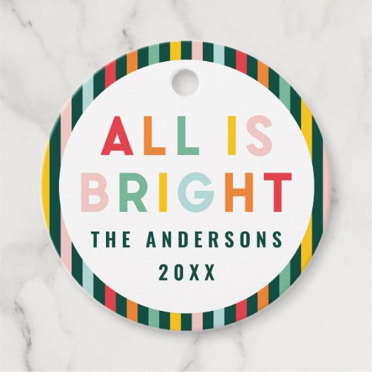 Helderkleurige, moderne kerstfamilie Square Sti Bedankjes Labels (Voorkant)