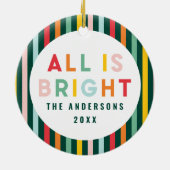 Helderkleurige, moderne kerstfamilie Square Sti Keramisch Ornament (Achterkant)