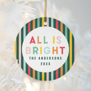 Helderkleurige, moderne kerstfamilie Square Sti Keramisch Ornament