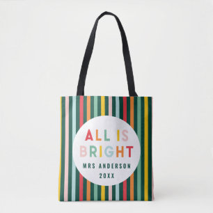 Helderkleurige, moderne kerstfamilie Square Sti Tote Bag
