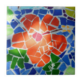 Helderkleurige mozaïekrode ventilator tegeltje (Voorkant)