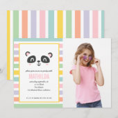 Helderkleurige multicolor panda-verjaardagsfeestje (Voorkant / Achterkant)