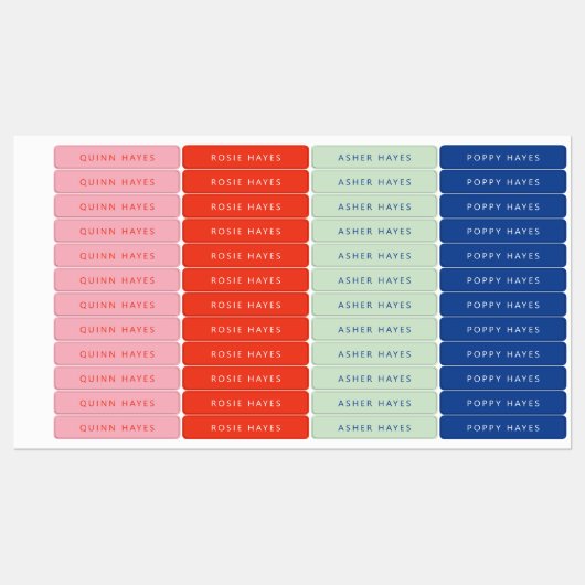 Helderkleurige naamlabels labels (Vel)