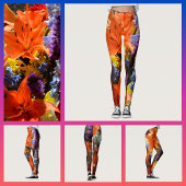 Helderkleurige Oranje gelilies Abstract Leggings