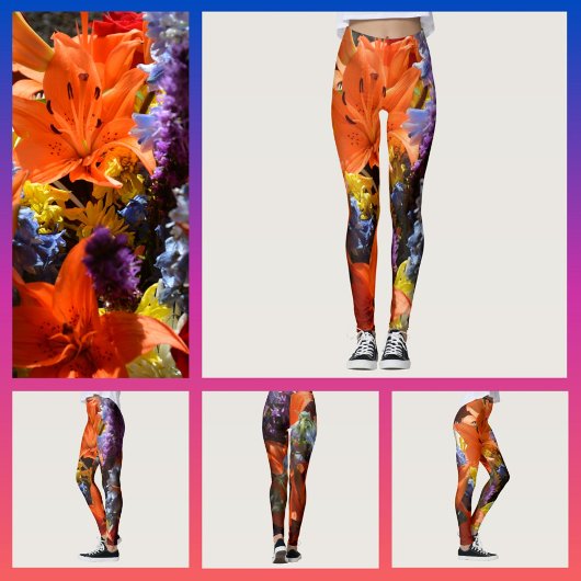 Helderkleurige Oranje gelilies Abstract Leggings