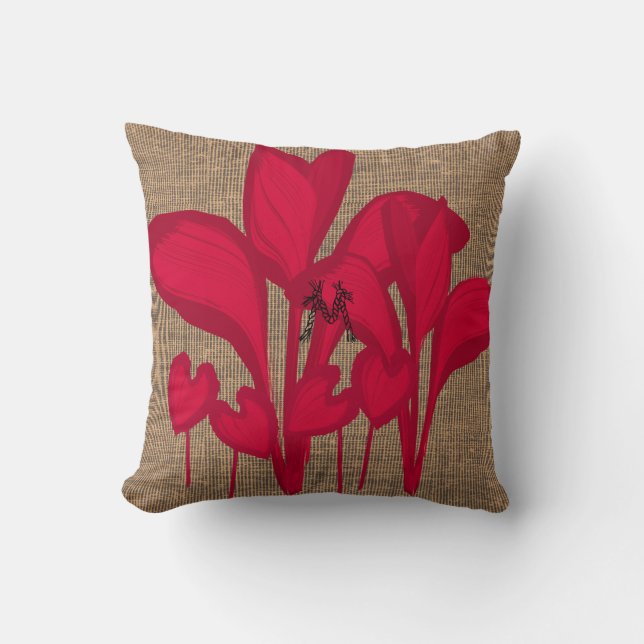 Helderkleurige Pop Banana Foliage Rustic Canvas Kussen (Voorkant)