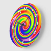 Helderkleurige Rainbow Spiral Swirl Wonky Numbers Grote Klok (Hoek)