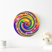 Helderkleurige Rainbow Spiral Swirl Wonky Numbers Grote Klok (Huis)