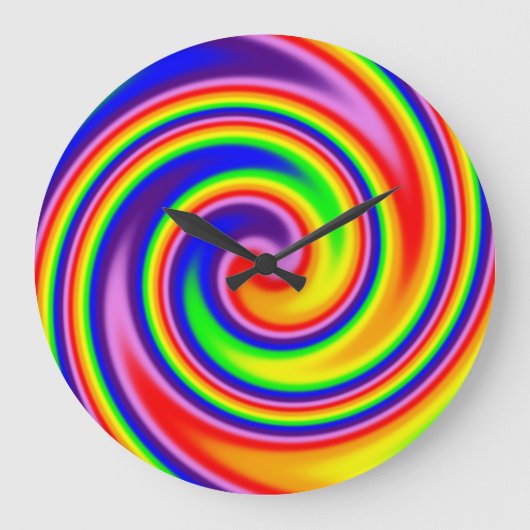 Helderkleurige Rainbow Swirl Bold Colors Grote Klok (Voorkant)