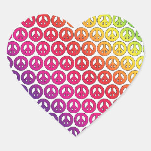 Helderkleurige Rainbow-symbolen voor vrede Hart Sticker