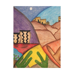 Helderkleurige regenboog Arizona Folk Art Canvas Afdruk