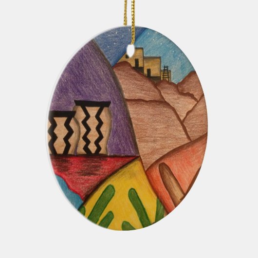 Helderkleurige regenboog Arizona Folk Art Keramisch Ornament (Rechts)