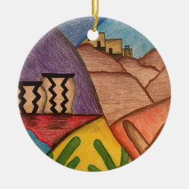 Helderkleurige regenboog Arizona Folk Art Keramisch Ornament