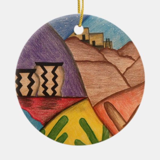 Helderkleurige regenboog Arizona Folk Art Keramisch Ornament (Voorkant)