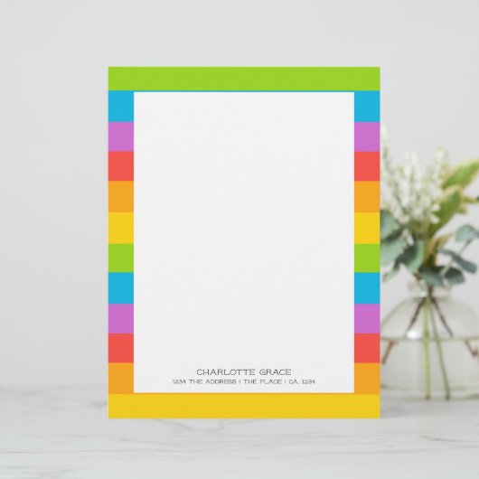 Helderkleurige regenboog op maat briefhoofd (Staand voorkant)