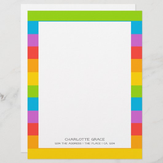 Helderkleurige regenboog op maat briefhoofd (Voorkant / Achterkant)