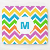 Helderkleurige regenboogChevron Monogram Muismat (Voorkant)