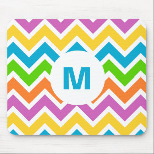 Helderkleurige regenboogChevron Monogram Muismat