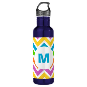Helderkleurige regenboogChevron Monogram Waterfles